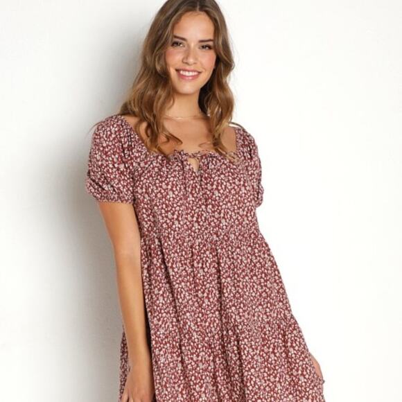 LACAUSA Playa Mini Dress in Cocoa Magic Mushroom Size M NWT - Picture 2 of 11